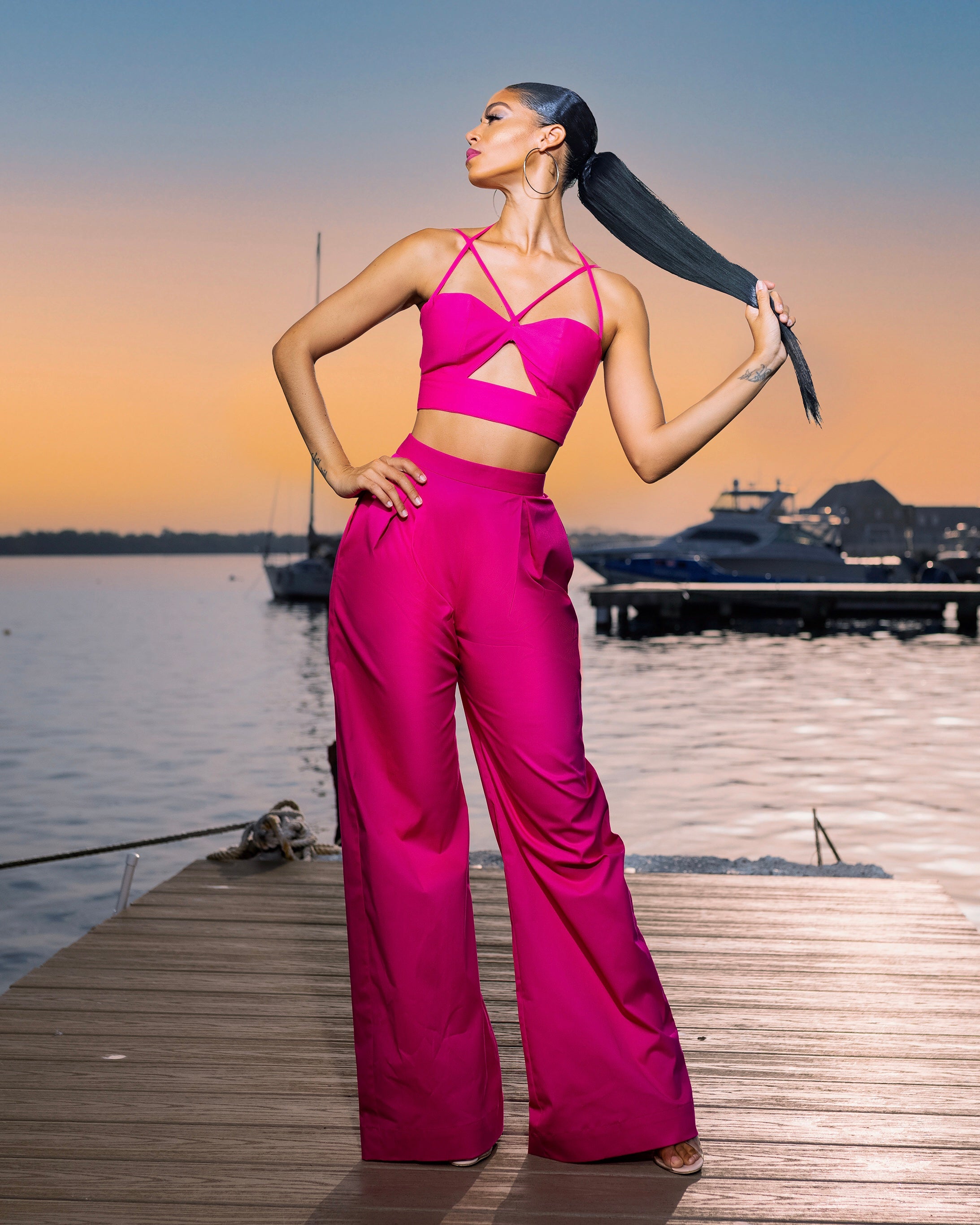 Phases of Summer Fuchsia Pants Set