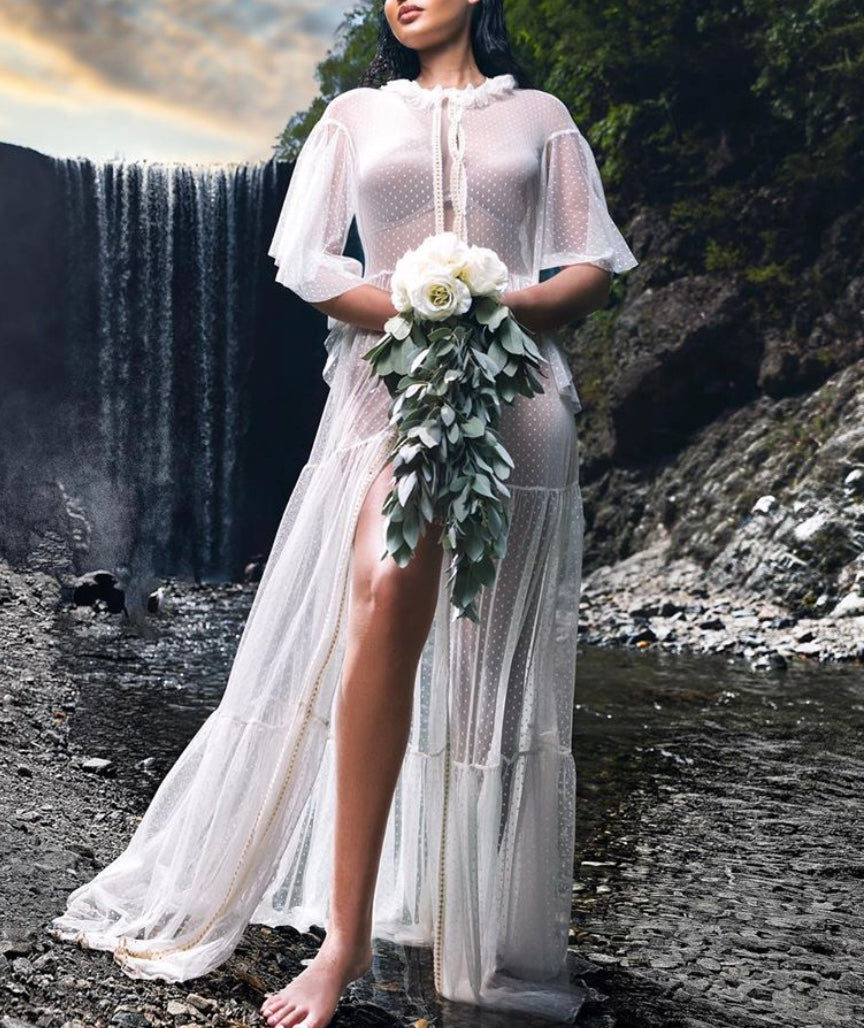 Keneea Linton Ivory Three Sister Lace Gown