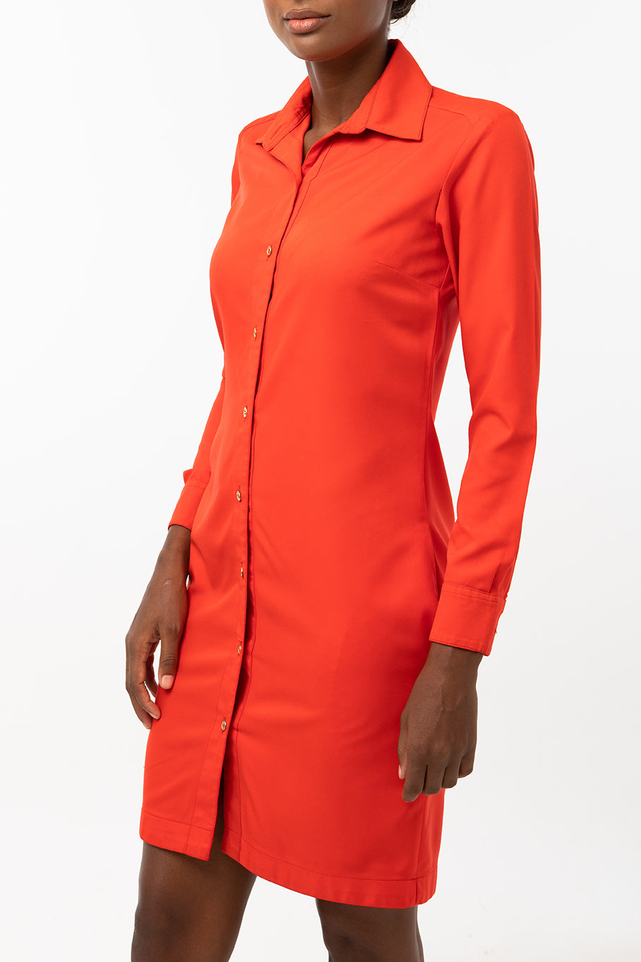 Classic Straight Keneea Linton Shirtdress — Orange