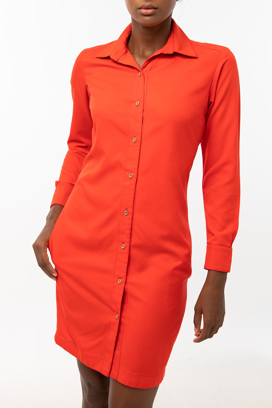 Classic Straight Keneea Linton Shirtdress — Orange