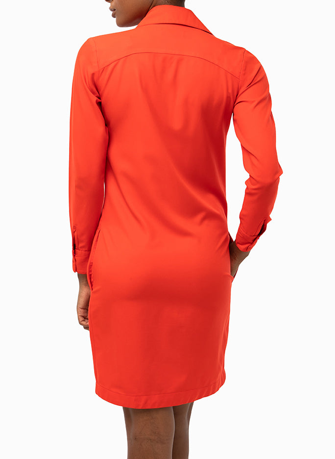 Classic Straight Keneea Linton Shirtdress — Orange