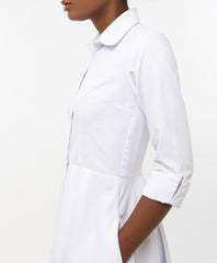 Classic Pleated Keneea Linton Shirtdress — White
