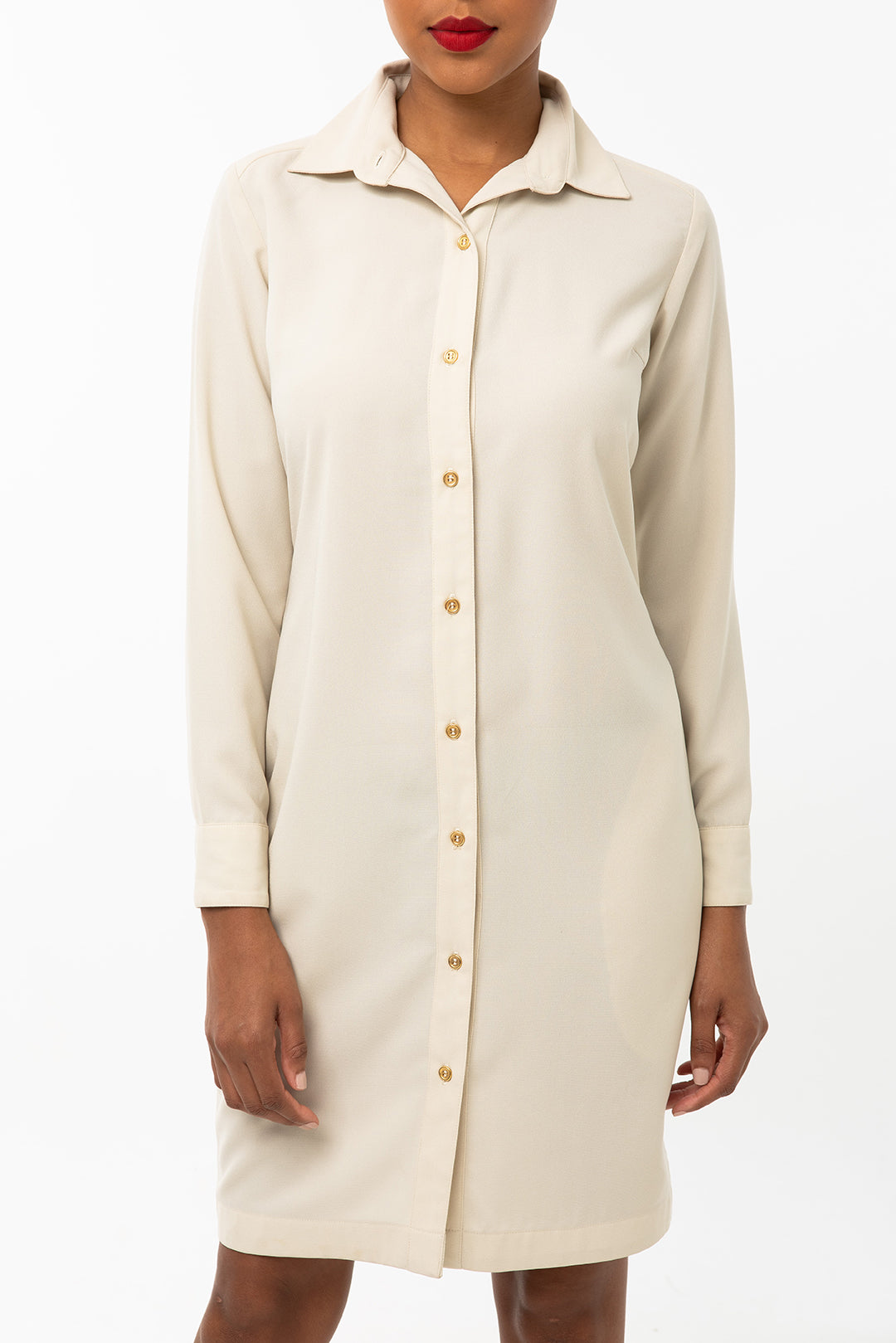 Classic Straight Keneea Linton Shirtdress — Cream