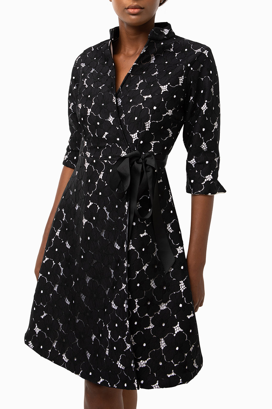 Classic Flared Keneea Linton wrap dress — Black