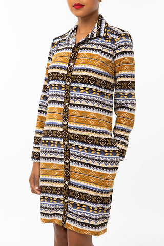 Classic Straight Keneea Linton Shirtdress — Orange