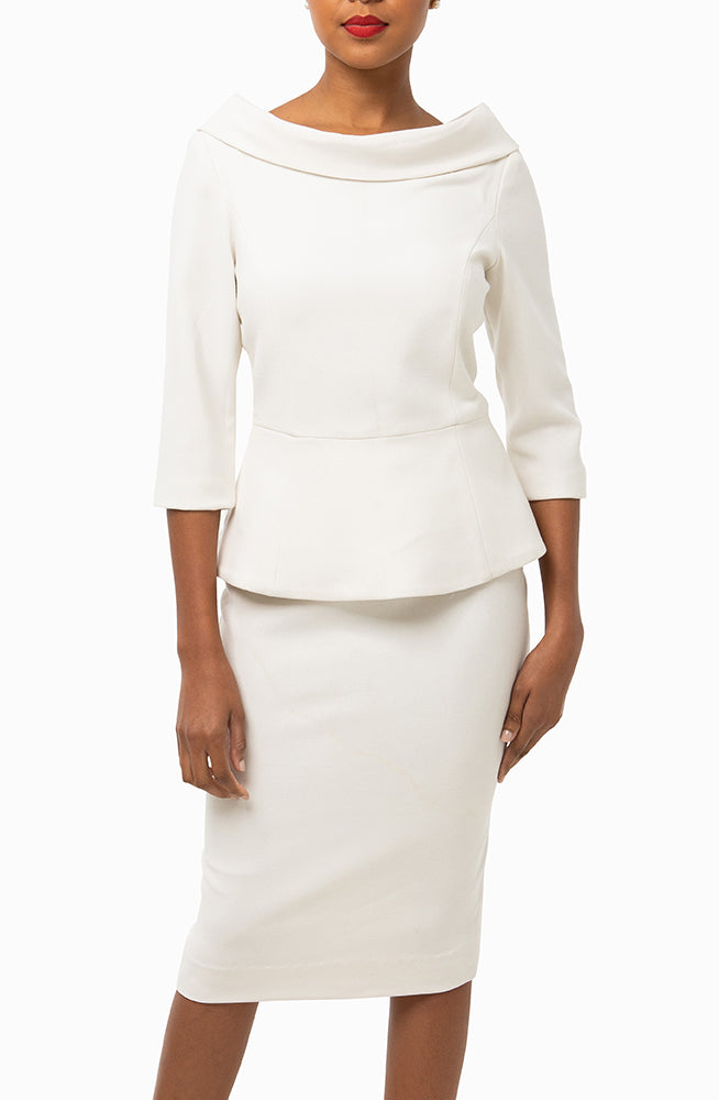 Classic Keneea Linton Cowl-Neck Peplum