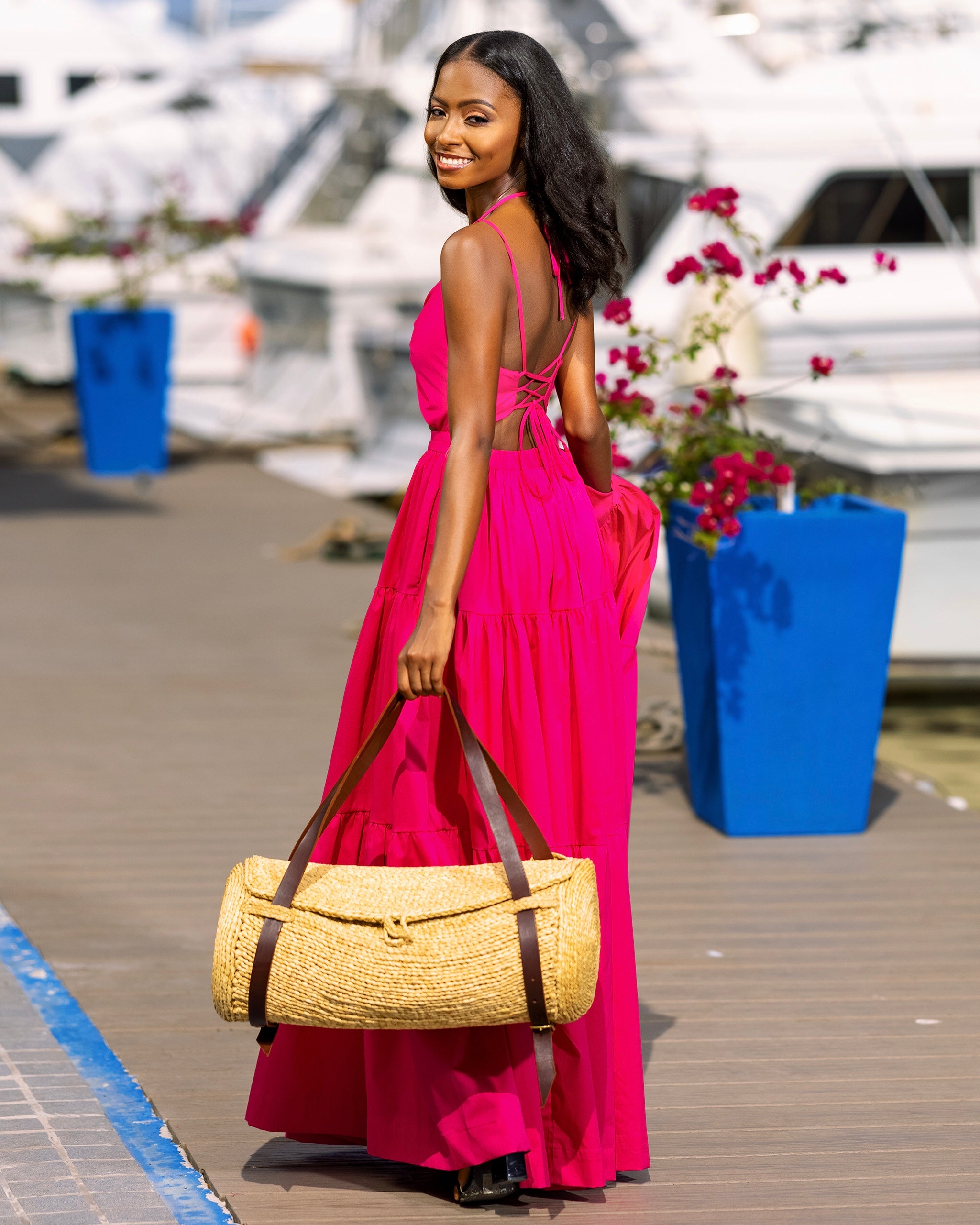 Phases of Summer Pink Maxi Halter Set