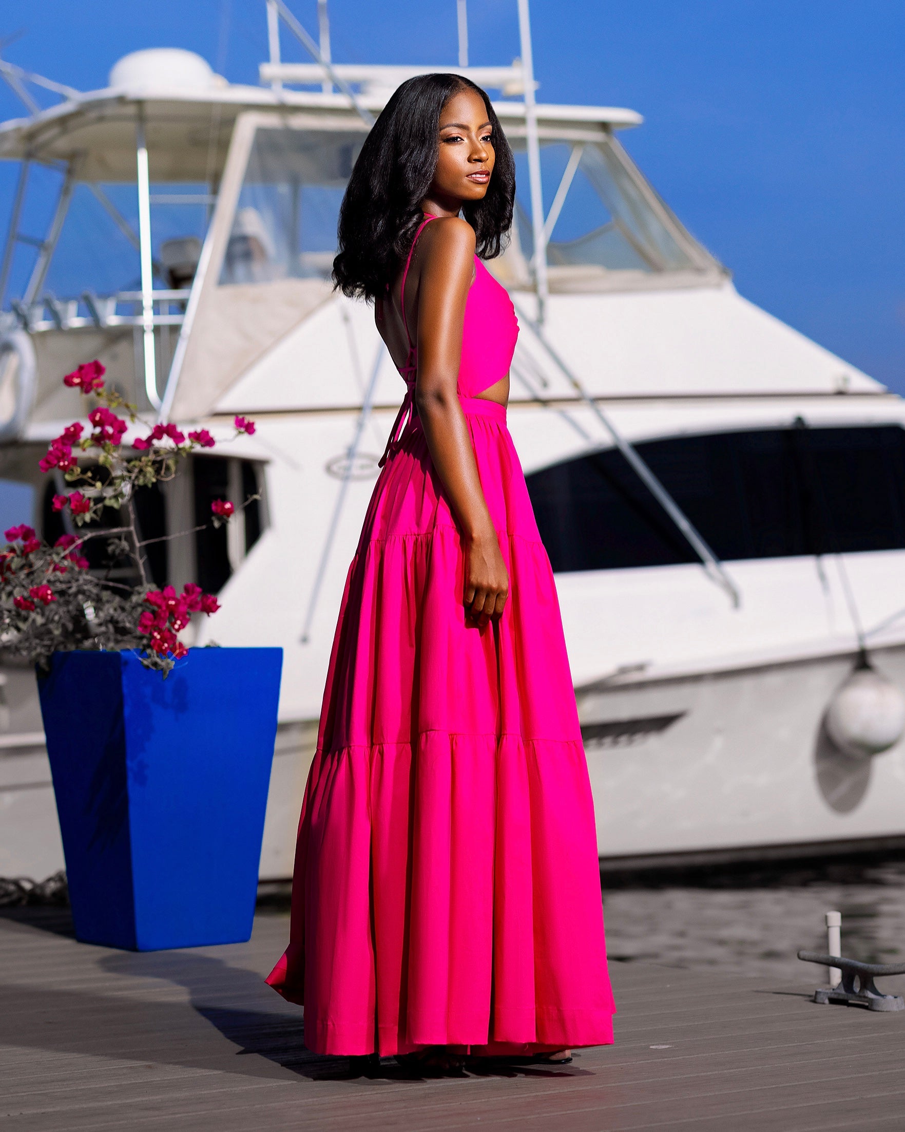 Phases of Summer Pink Maxi Halter Set