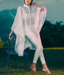 Keneea Linton Ivory-Organza Printed Kaftan