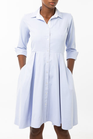 Classic Straight Maxi Keneea Linton Shirtdress — Royal blue