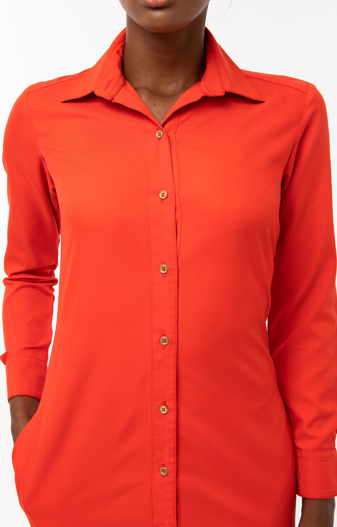 Classic Straight Keneea Linton Shirtdress — Orange