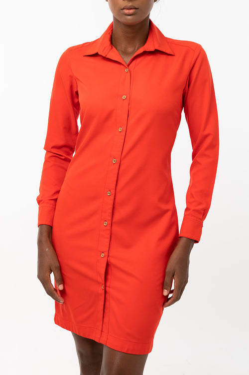 Classic Straight Keneea Linton Shirtdress — Orange