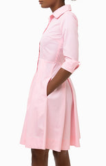 Classic Pleated Keneea Linton Shirtdress — Pink