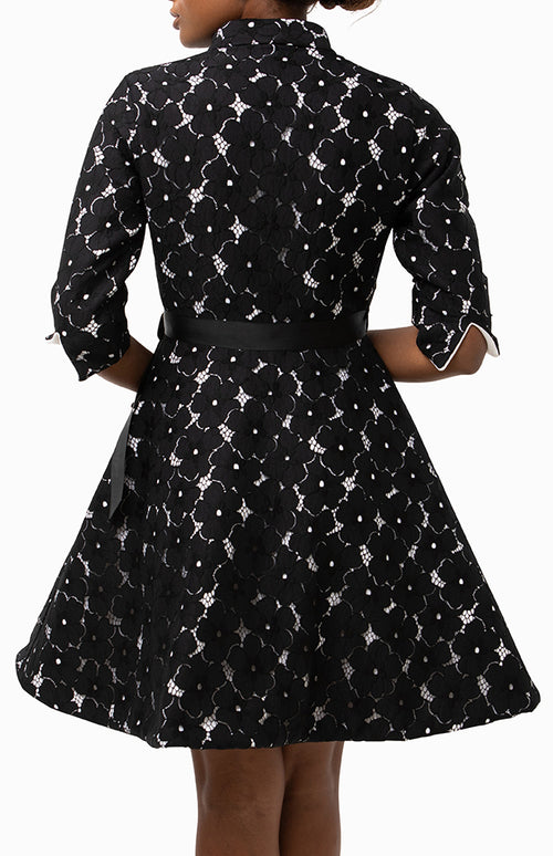 Classic Flared Keneea Linton wrap dress  — Black