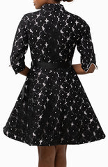 Classic Flared Keneea Linton wrap dress  — Black