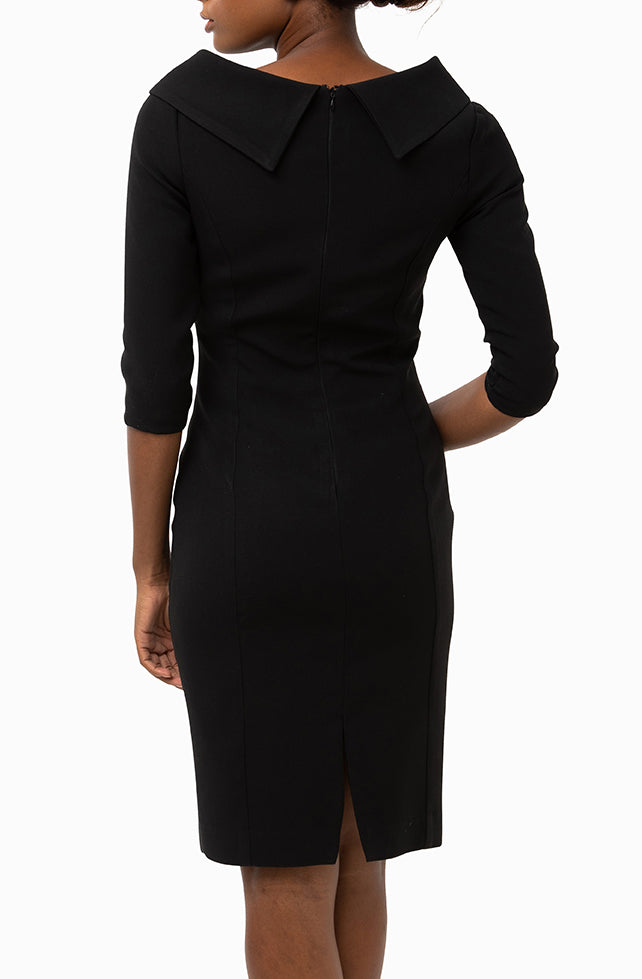 Classic Keneea Linton Cowl-Neck Dress — Black