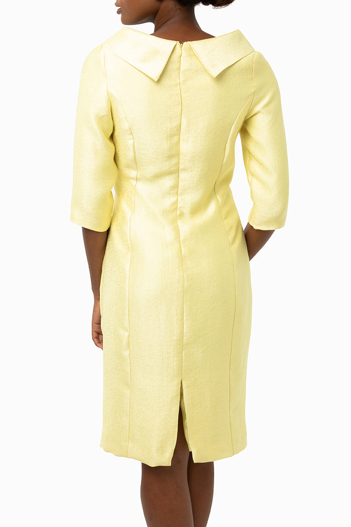 Classic Keneea Linton Cowl-Neck Dress — Yellow