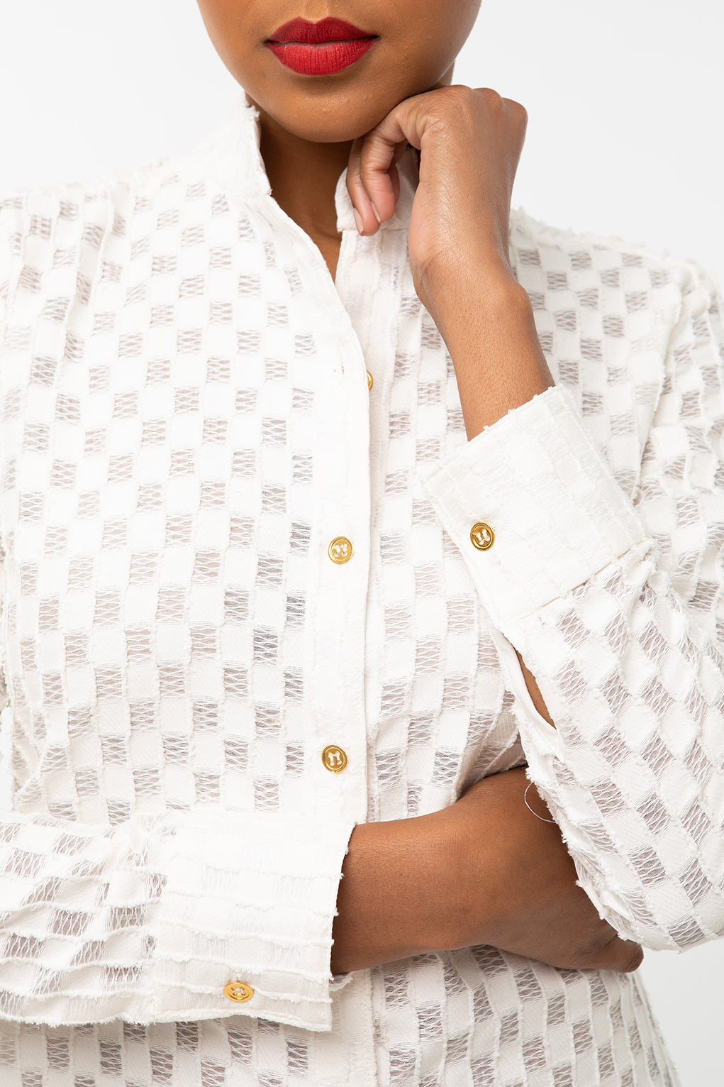 Classic Straight Maxi Keneea Linton Shirtdress — Ivory
