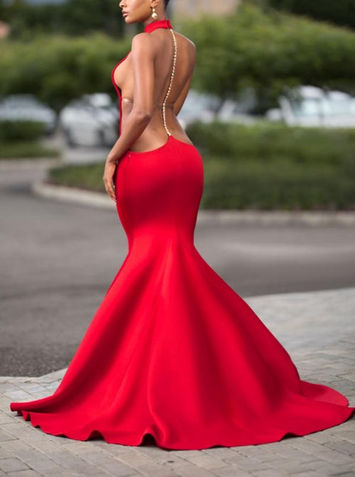Keneea Linton Red Enchantress Halter Gown