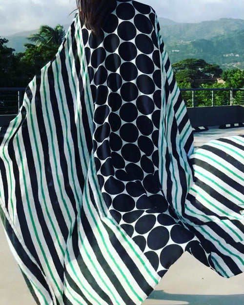 Keneea Linton Polka-dot Striped Blend Kaftan