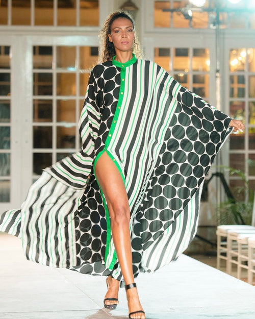 Keneea Linton Polka-dot Striped Blend Kaftan
