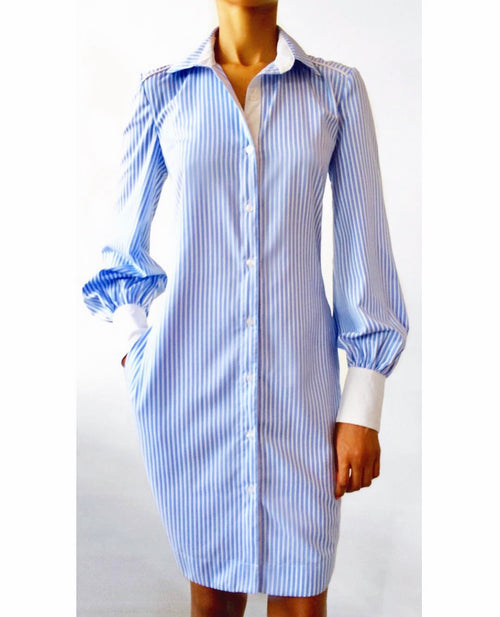 Classic Straight Keneea Linton Shirtdress w/Bishop Sleeves